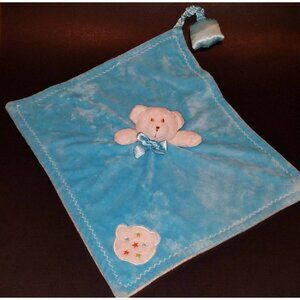 Blankets & Beyond Teddy Bear Lovey Rattle Squeaker Blue Security Blanket Plush